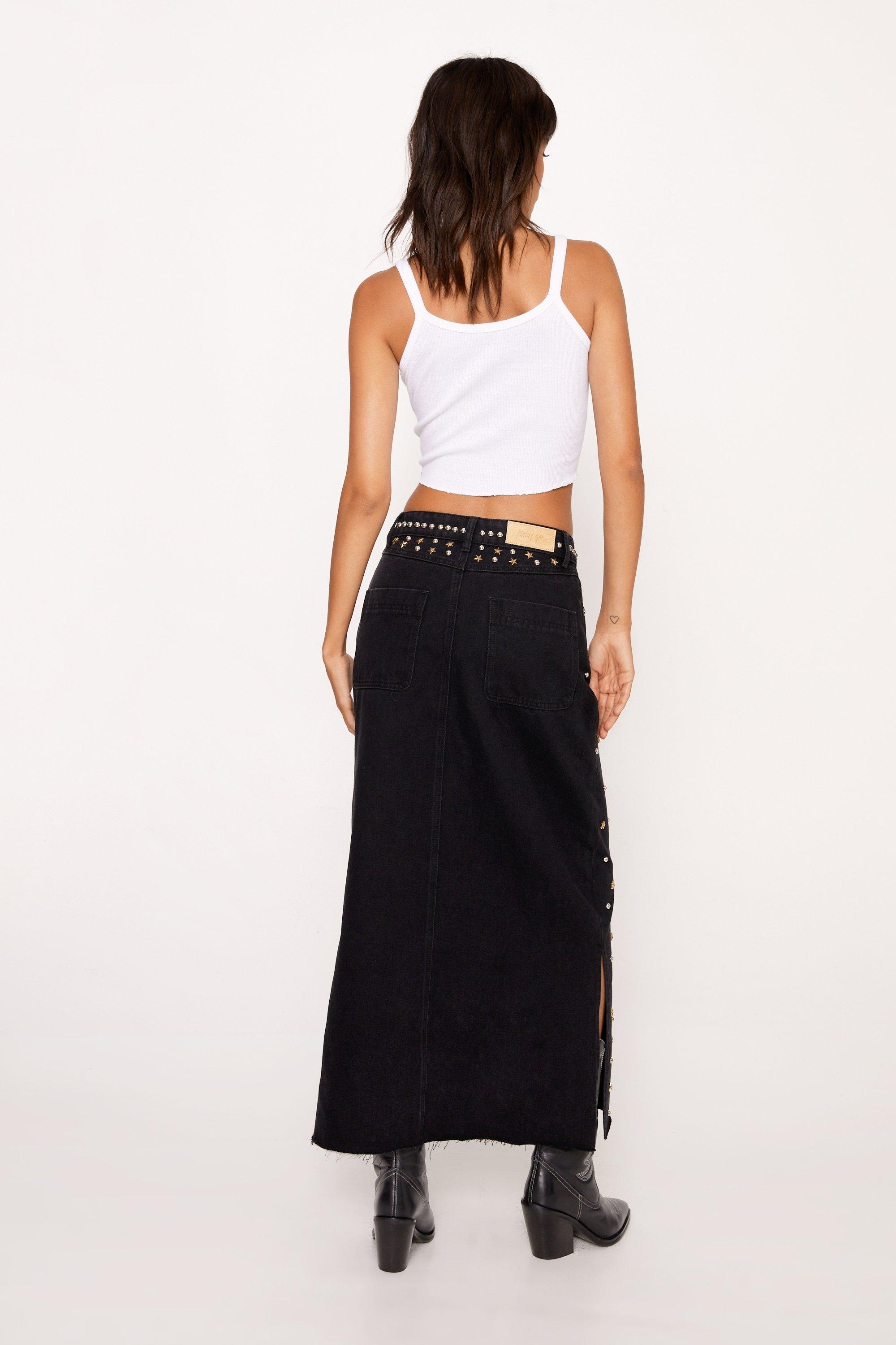 Black denim outlet skirt boohoo